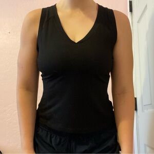 Black V-Neck Workout Tank Top